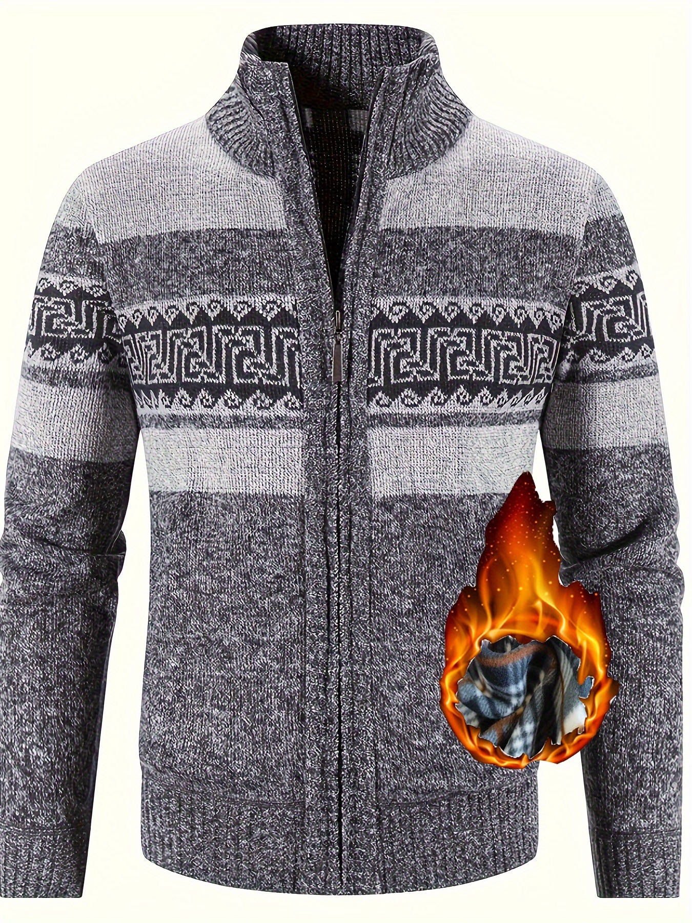 Men's Cardigan Full Zip Up Stand Collar Sweaters Martinique