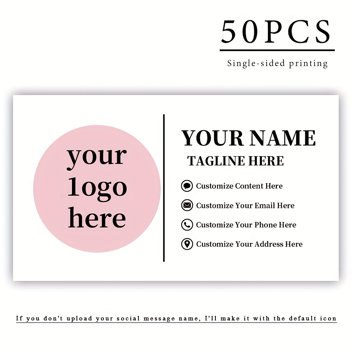 E-shop 50/100er Pack Großhandel Visitenkarten - Personalisiertes Logo & Informationen Druck, Einseitig/Doppelseitig Weißer Karton mit Ihrem Branding,