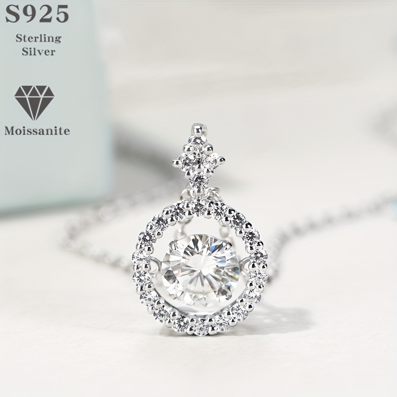 popular s925 pure silvery pulsating heart 0 8 carat moissanite pendant womens   light   clavicle chain moissanite necklace 3 2g details 1