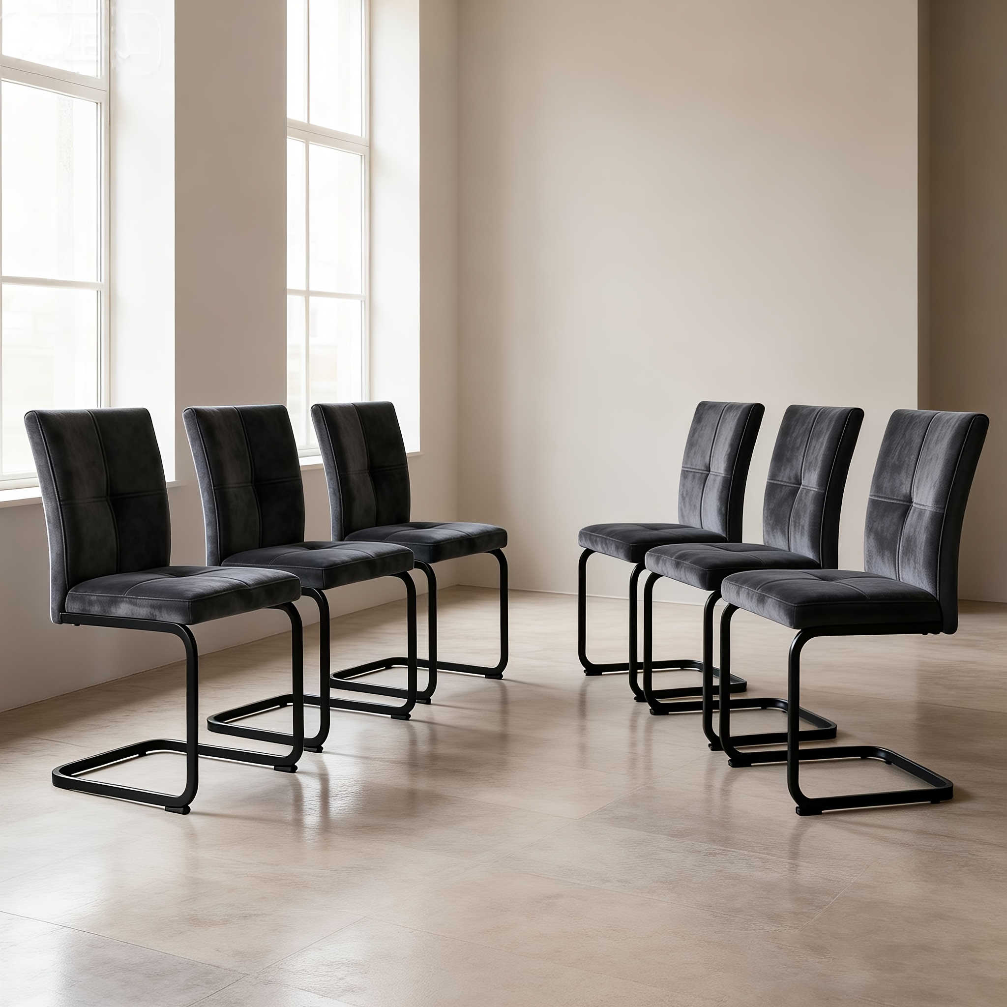 Image of Room Chair, High-density Sponge Soft Cushion, High-quality Fabric, No Armrests, High Back, Sturdy Golden Metal Legs, Suitable For Living Room, Dining Room, Kitchen, Conference Room, In Sets Of 6/8.