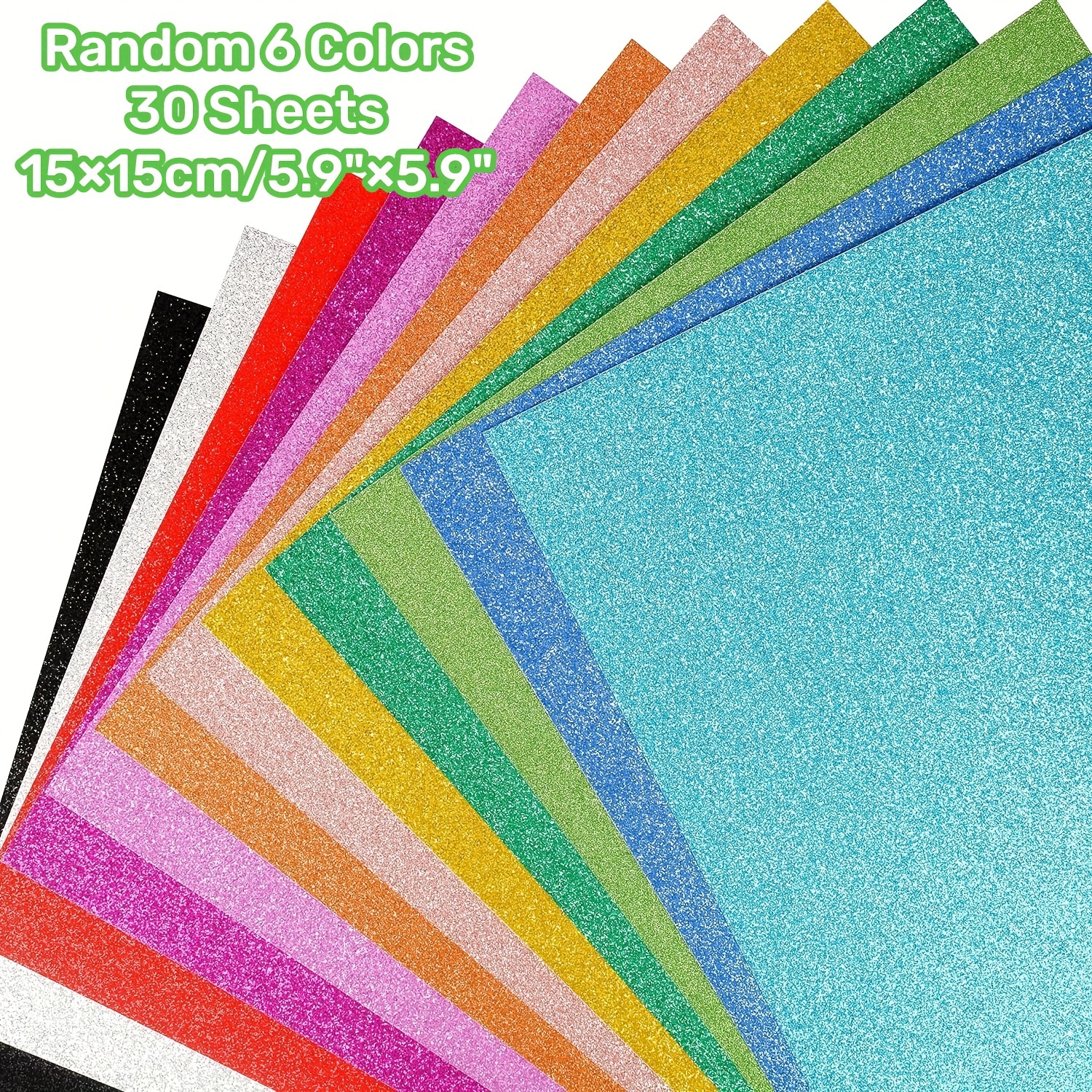 

30 Sheets Glitter Cardstock Paper, Square Random 6 Colors Premium Glitter Paper For Crafts, 250 Gsm Sparkly Card Stock Paper For Card Making, Scrapbooking, Diy Projects