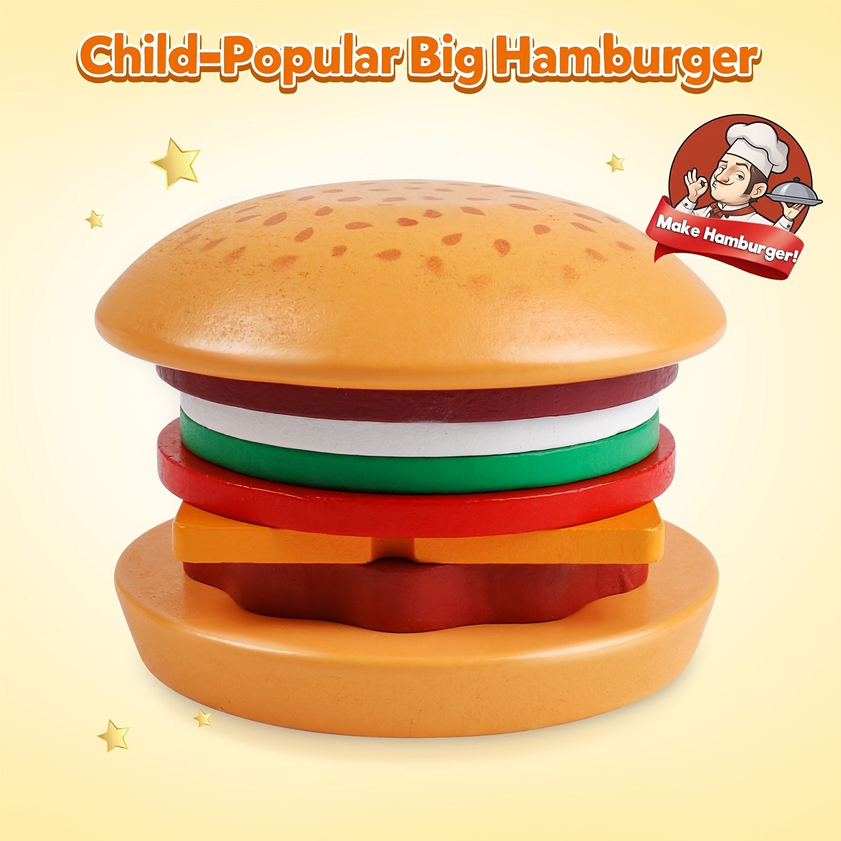 キズウッド製バーガー整理＆積み重ねおもちゃ（3歳向け） カラフルな