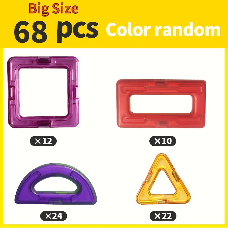 TEMU [145/68pcs Magnetic Building Blocks] Large Stem Magnetic Building Blocks, Construction Set, Educational Magnet Toys In Assorted Colors, Perfect