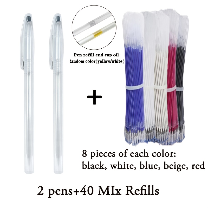 Image of 42pcs/set Sewing Heat Erasable Pens Refill 5 Colors Marking Replaceable Fabric For Quilting Sewing, Dressmaking, Fabrics, Tailors Sewing Black Blue Red Beige Red