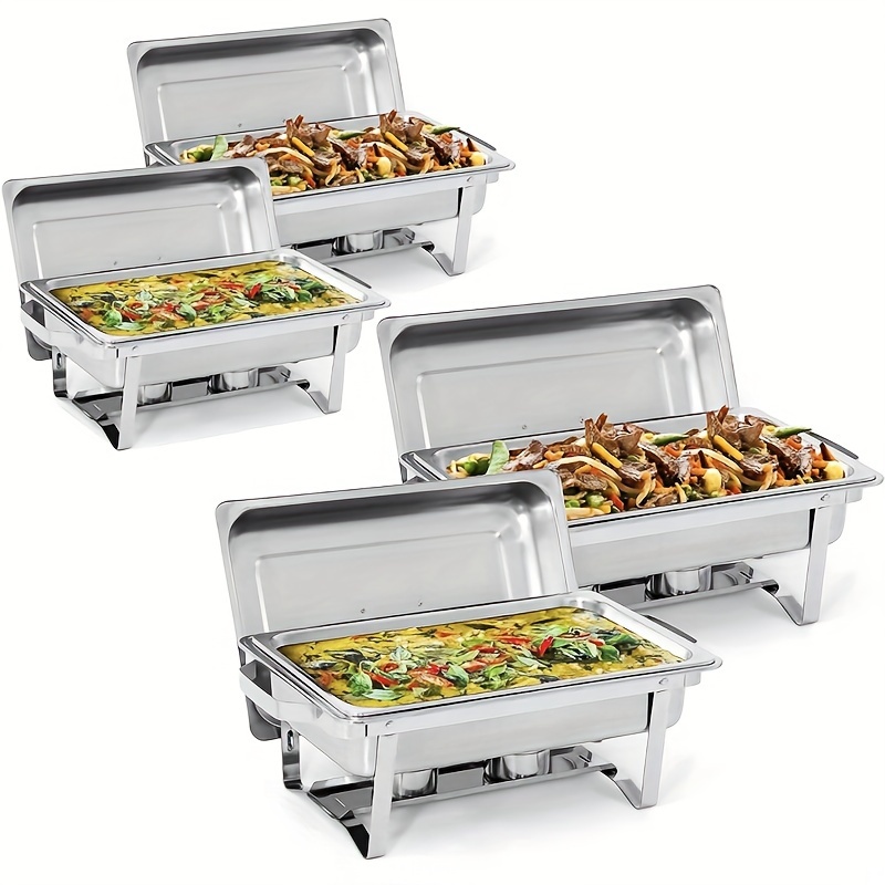 stainless steel buffet chafing dish set thickened rectangular with lid alcohol gas compatible for home kitchen restaurant hotel use details 0