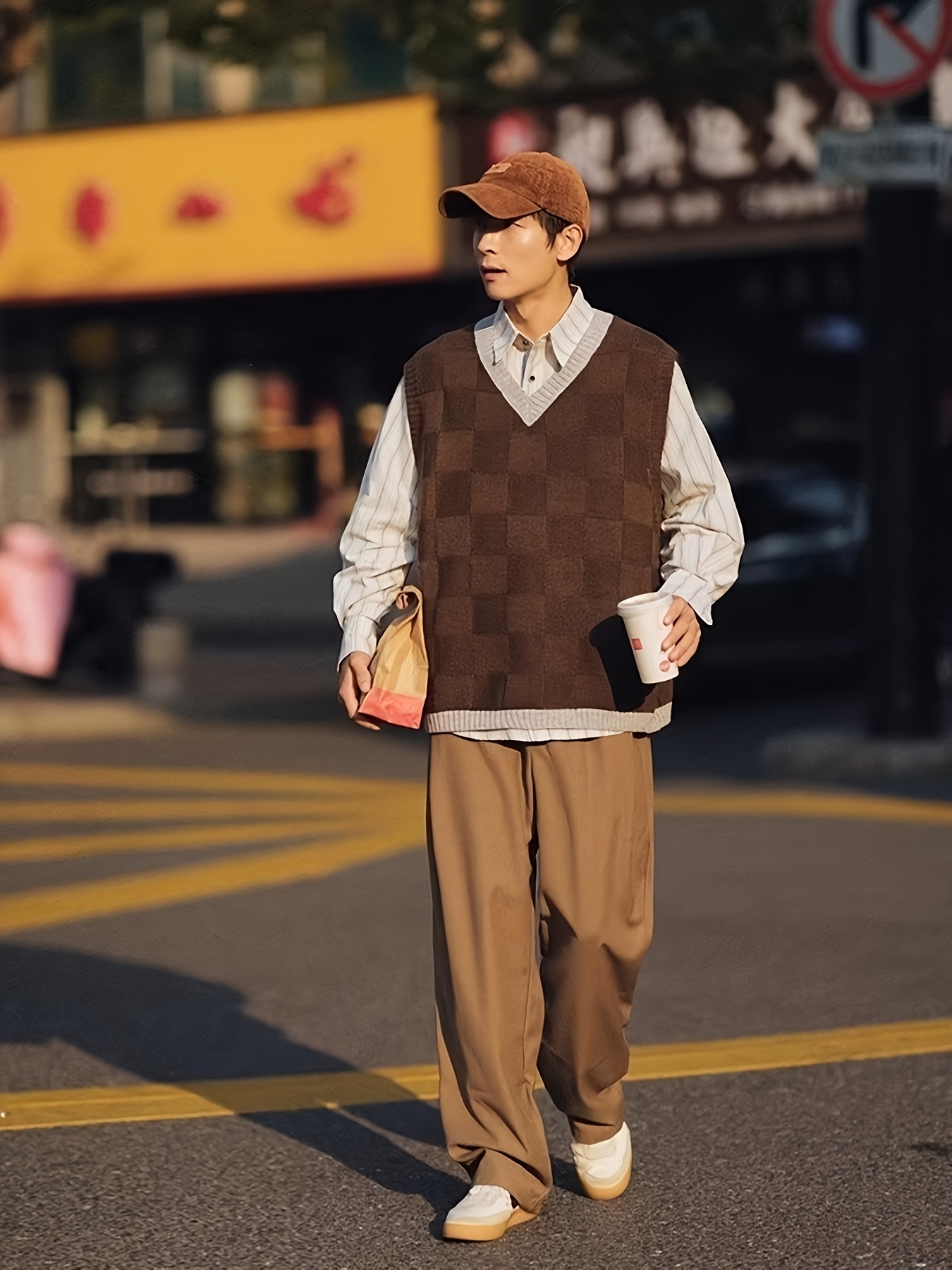 mens casual v neck sleeveless knit sweater vest loose fit Temu