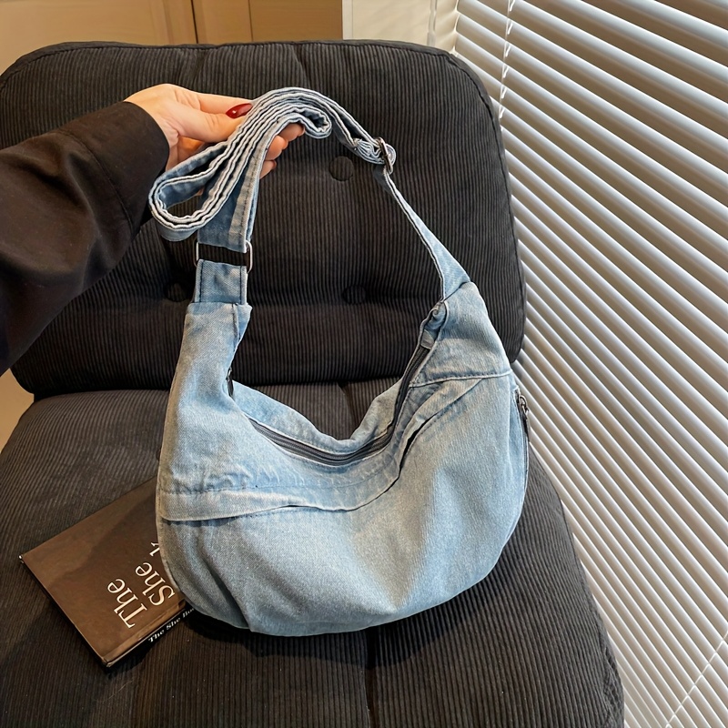 Bag Type 's Denim Crossbody Bag Large Capacity Versatile Casual Bag Women' Outing Commuting Shoulder Bag Dumpling Bag