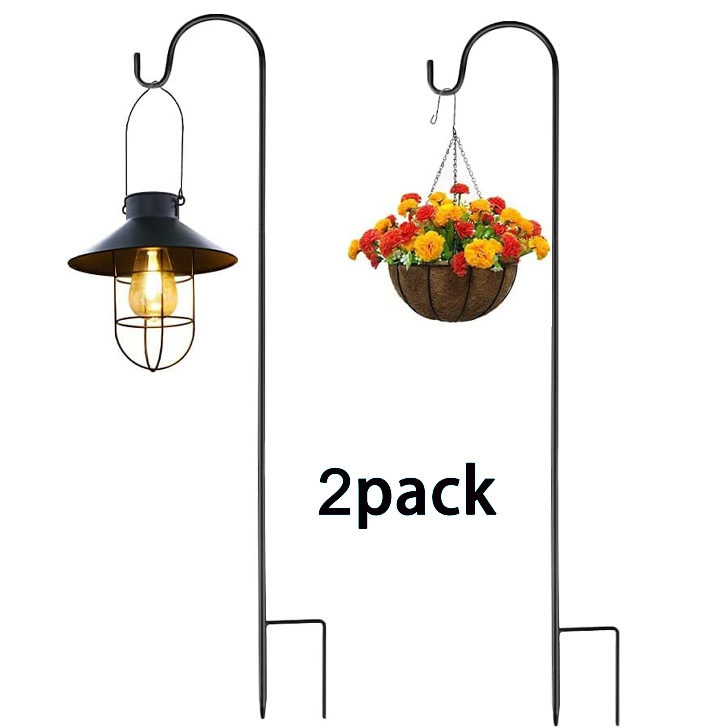 

2-pack 62 Inch Shepherd's Hooks - Contemporary Metal Garden Stakes For Outdoor Decor, Easy To Install Wall Mount Shepherd Hooks For Hanging Lanterns, Bird Feeders, Solar Lights, Plant Baskets