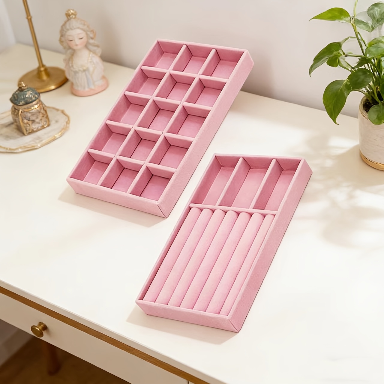 Stackable Velvet Jewelry Tray, Elegant Storage Solution