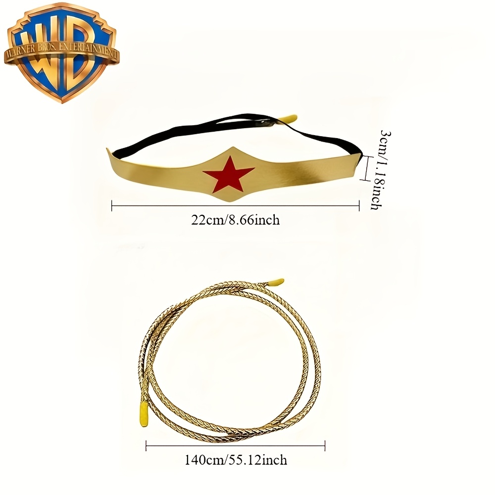 TEMU 2pcss/set Warner Wonder Woman Whip And Headband 2pcs Set, League Series Superhero Themed Cosplay Costume Set, Suitable For Performance Themed