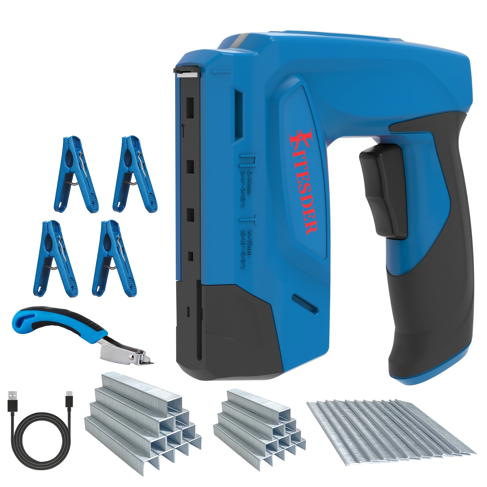 Image of 4v Cordless 2-in-1 Brad Nailer & Stapler Gun Kit, Battery Powered Electric Safety Trigger, 3000pcs Nails/ Included, Lightweight Design For Woodworking & Home Decor