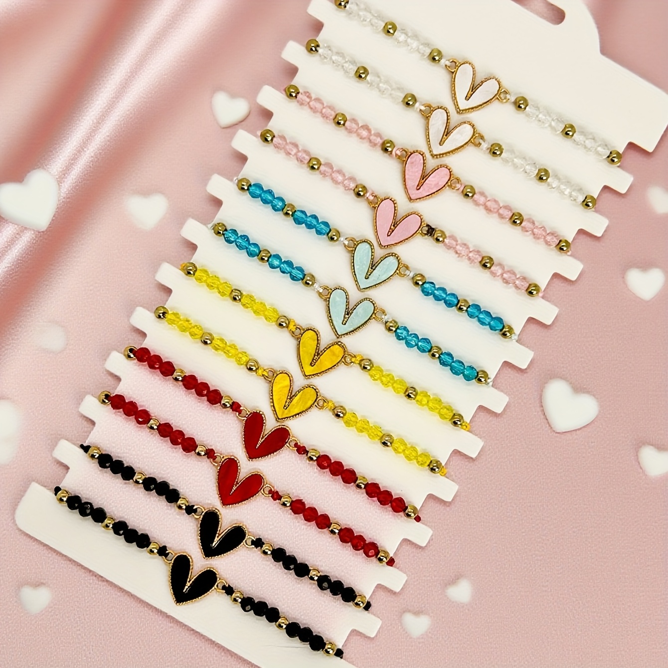 TEMU A Set Of 12 Handmade Adjustable Heart Bracelets, Perfect For Gifting To On Occasions Like Mother's Day, Father's Day, Valentine's Day, And