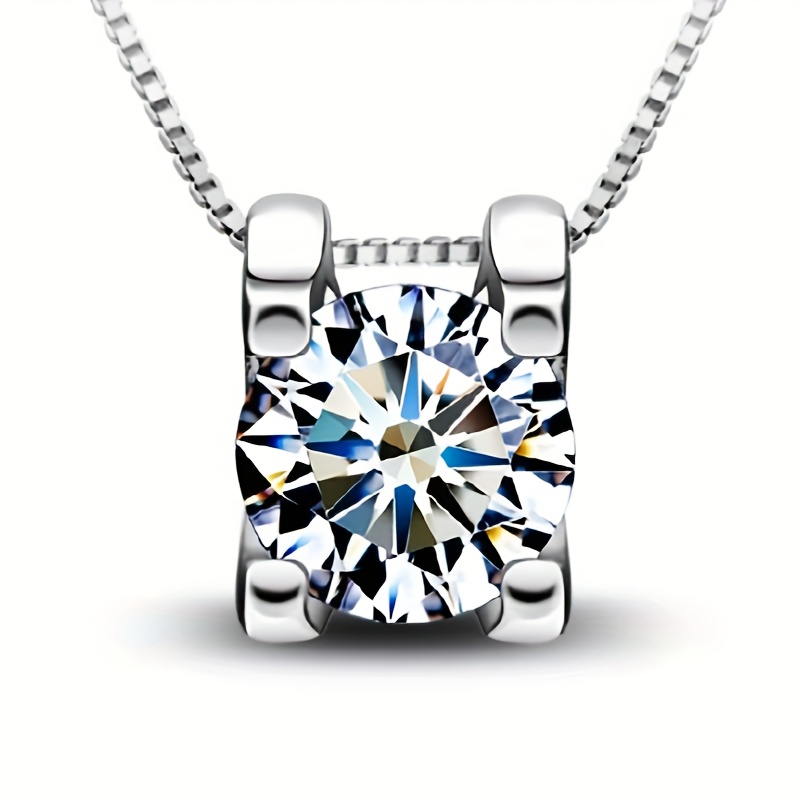 

925 Silvery Moissanite Pendant Necklace For Women - , For Any