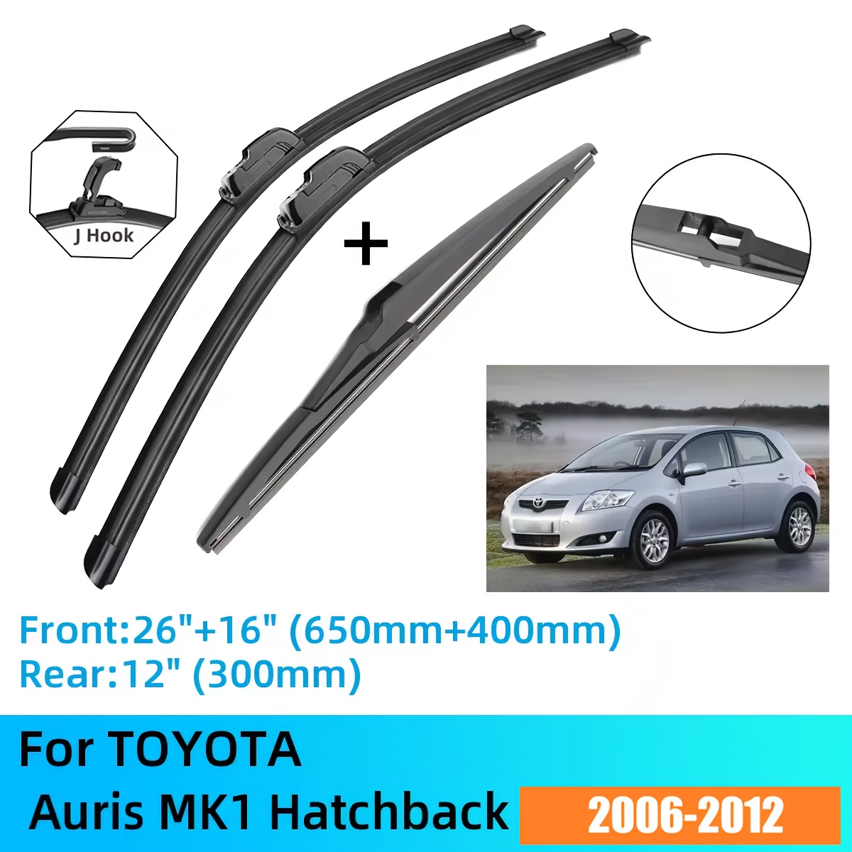 E-shop Für TOYOTA MK1 Hatchback Front- Heckscheibenwischerblätter Bürsten Schneidwerkzeug Zubehör J U Haken 2006-2012 2011 2012