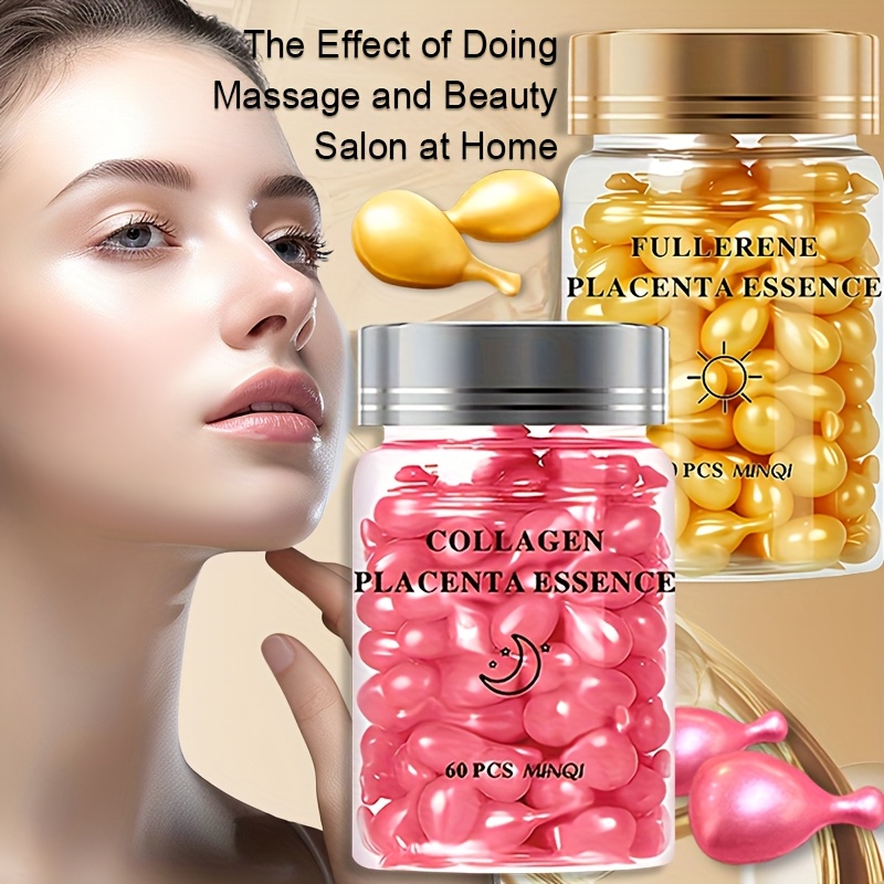 2 pack 120 capsules day night fullerene   essence collagen essence capsule set brightens nourishes light beige leaves light beige light beige looking smoother and   Product details 5
