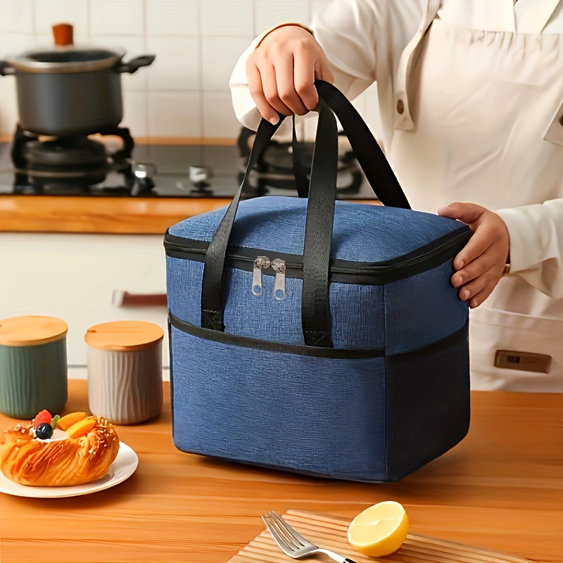 1pc new portable oxford cloth large capacity lunch bag insulation cooler bag thick portable insulation bag travel going out picnic food fruit packing handbag 0