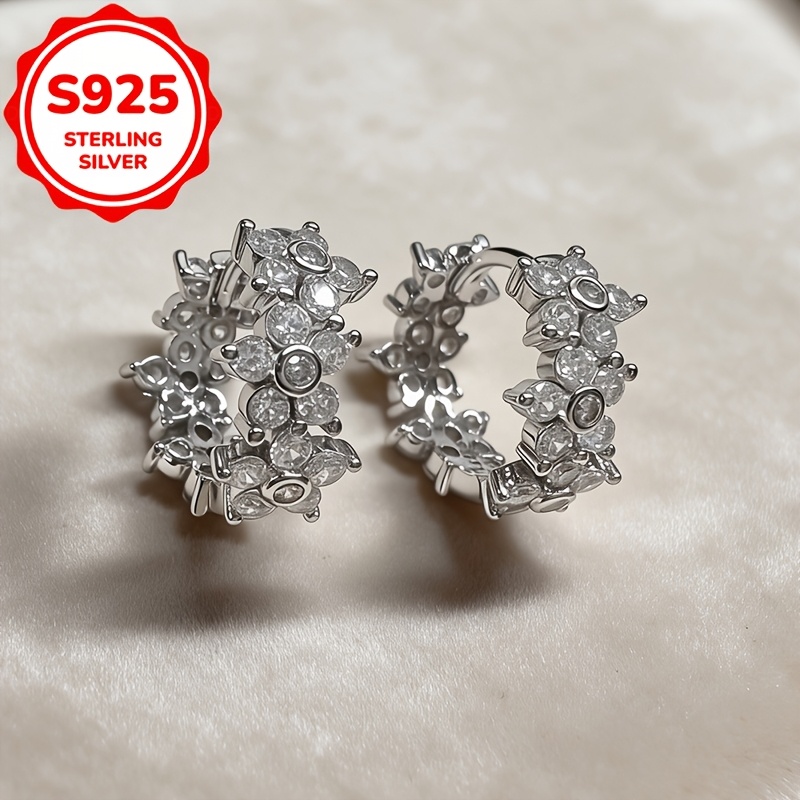 Women's S925 Silver Full-Drill Earrings, Light Luxury Design