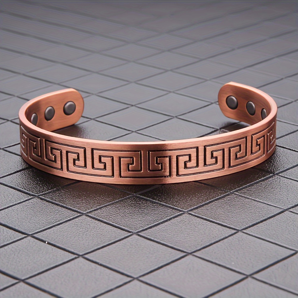 

1pc Copper Magnetic Bracelet For Men And Women With Vintage , Adjustable, Pure Copper Cuff Band, Wellness Fashion Accessory Gift For Family Friend