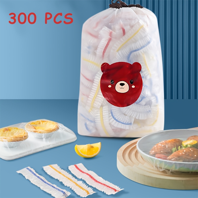 TEMU 300pcs Of Elastic Food Preservation Packaging, Retractable Transparent Bowl Lid. Used Or Multiple Times And With An Kitchen Adhesive Prevents