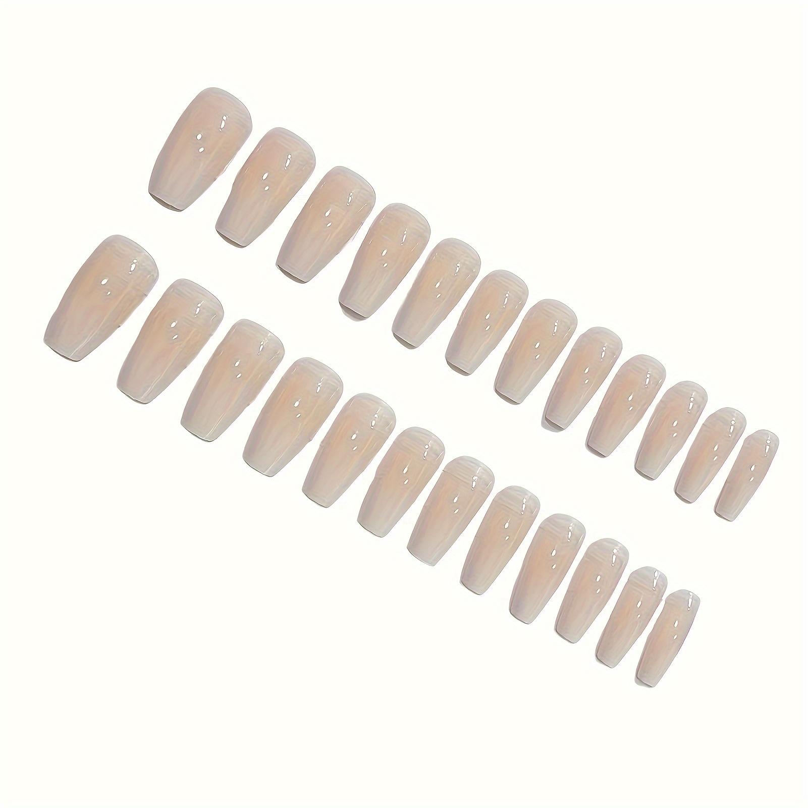 TEMU 24pc Square Press On Nails Long Fake Nails Ombre Nude False Nail Full Cover Square Nails Press Ons Nail Glossy Artificial Nail Tips Fingernails With Nail Glue Adhesive Tabs