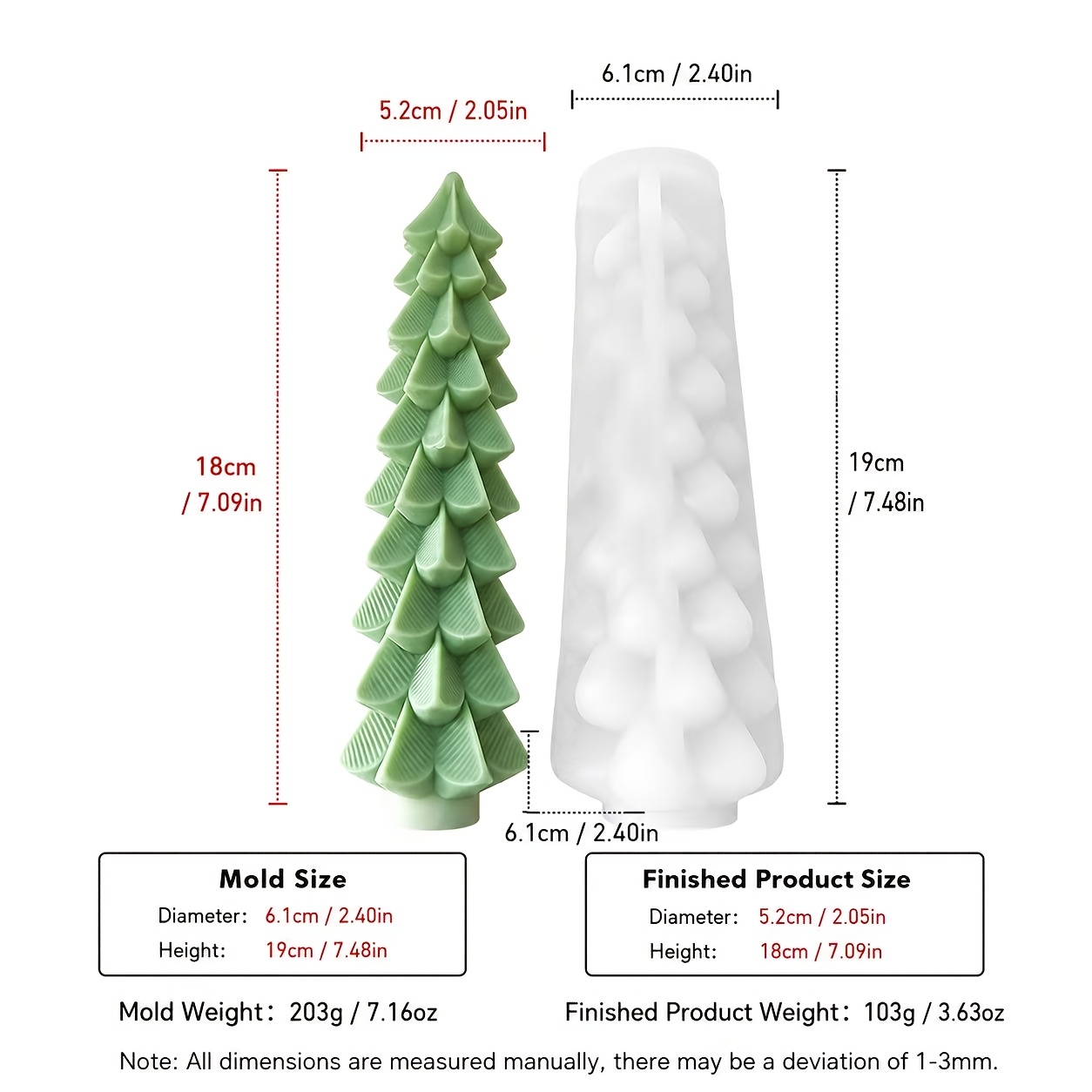 TEMU Stampi per candele, 1 pz Stampo in silicone a forma di albero di Natale , per ornamenti in gesso per la casa, candele per aromaterapia, pietre