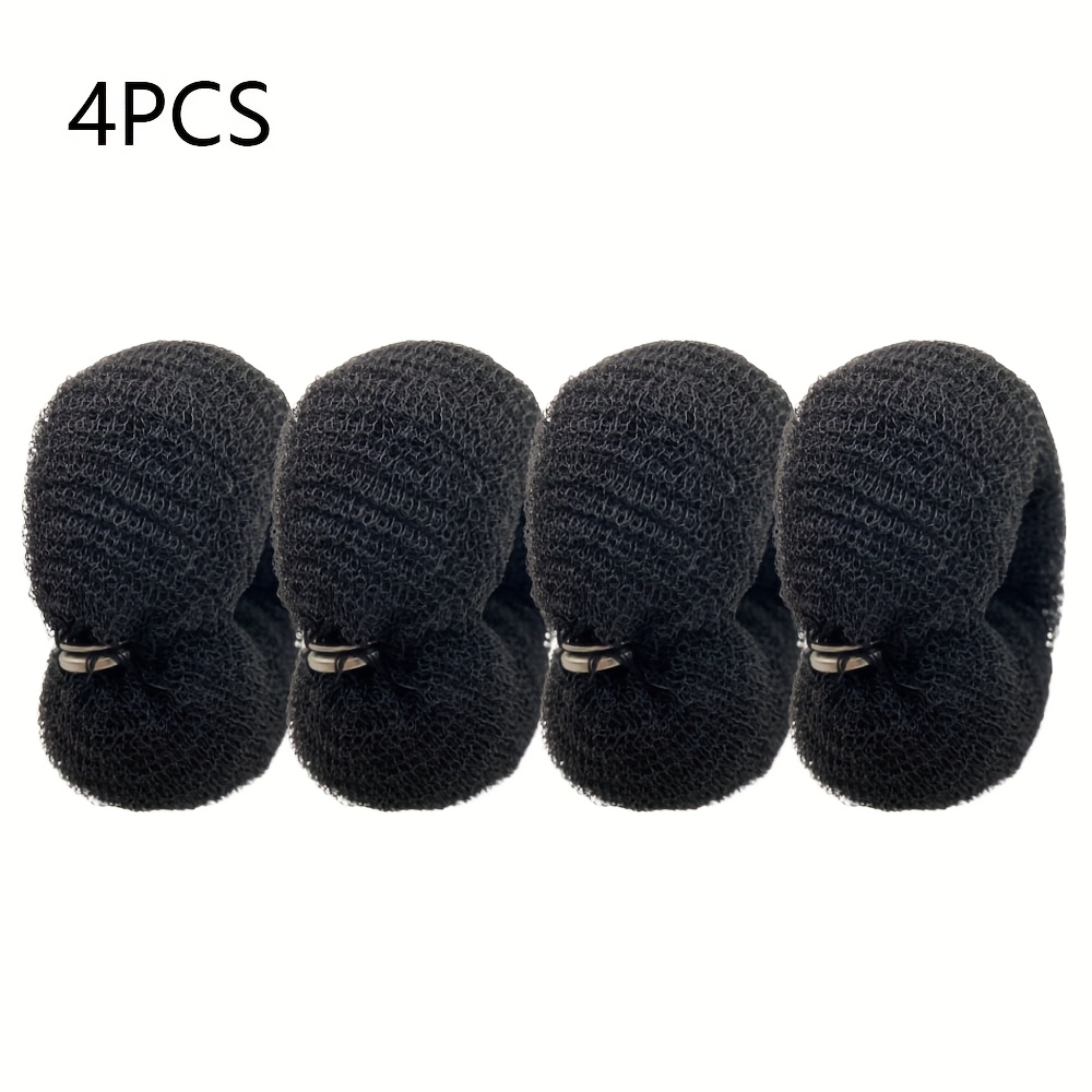 TEMU 4pcs Solid Color Bun Button Maker Hair Bands For Women With Different From (black, Coffee, Beige) Hair Holders Daily Simple And Fashionable Hair