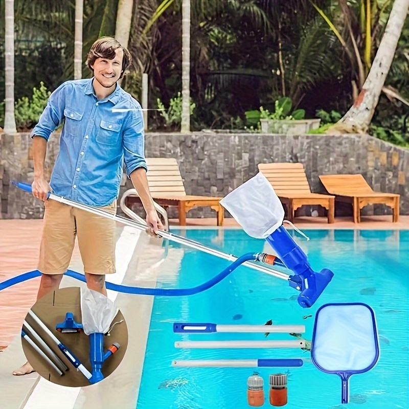 

Aspirateur de piscine portable Jet : Nettoyeur sous-marin avec sac à brosse, portatif, mini aspirateur à jet pour piscines - Raccord de tuyau de calibre américain, bleu