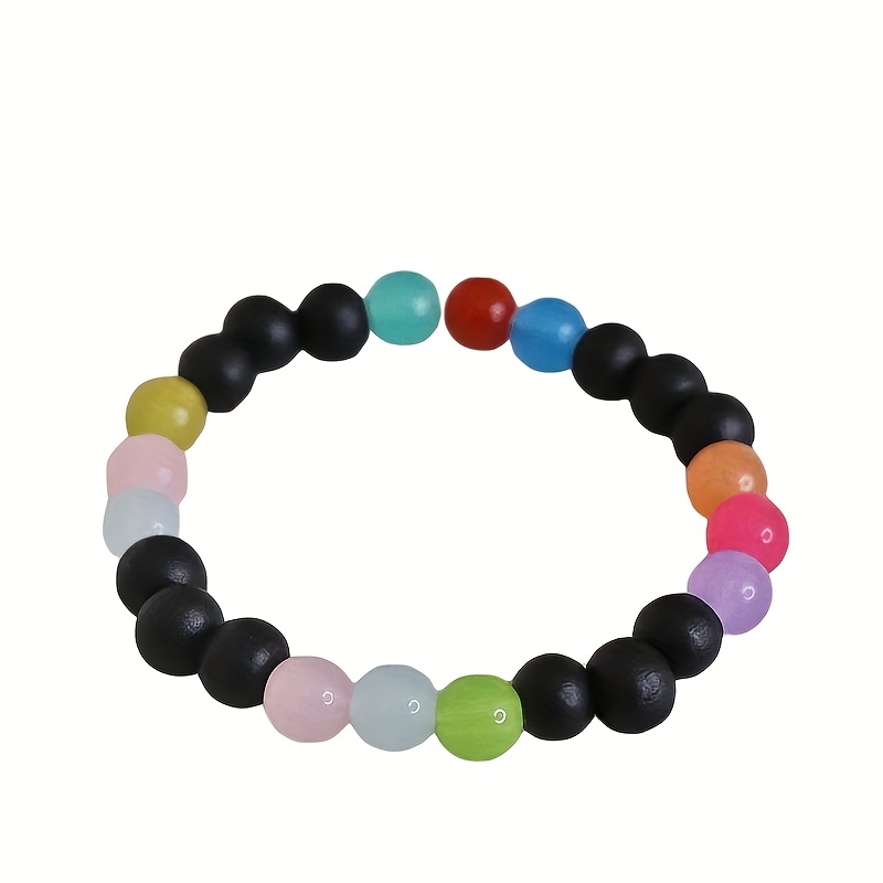 Custom Stackable Bracelet with Colorful Wooden Beads