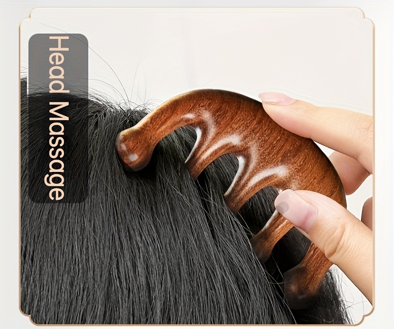 Peine de masaje de sándalo natural, ideal para masajear el cuero cabelludo, nutrir el cabello y el cuidado capilar, relajar la mente. Perfecto para uso personal o como regalo para amigos