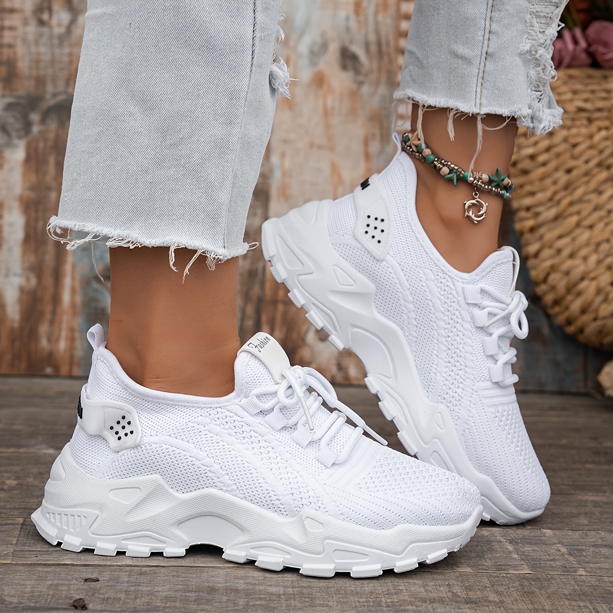 Image of Women's Breathable Knit Low-top Sneakers - Lightweight And Comfortable Running Shoes, Soft-sole Footwear For , Women Shoes