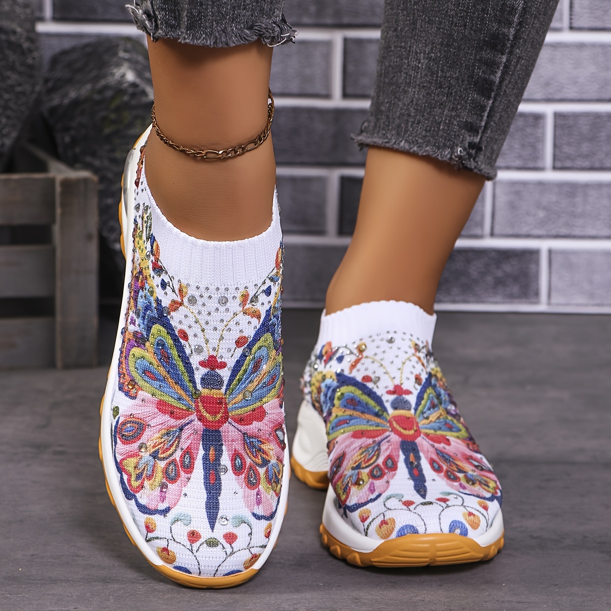 

Women's Breathable Mesh Sneakers, Casual Slip-on Walking Shoes With Digital Printing, Comfortable And Stylish