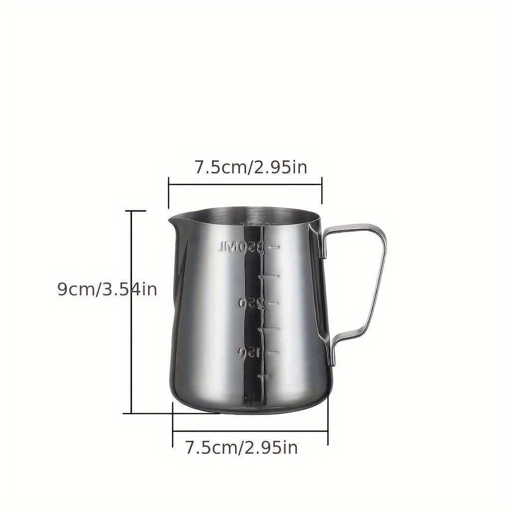 TEMU Stainless Steel Cup With Measurement Marks - Rust-resistant, Manual Milk Frothing Pitcher For Perfect Espresso & Creamy Lattes