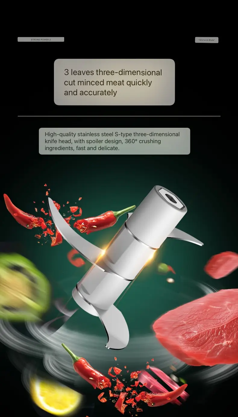 1pc mini electric food processor portable usb rechargeable 1000rpm garlic crusher meat grinder and chopper 3 38 8 45oz capacity plastic handheld mixer with lithium battery Product details 7