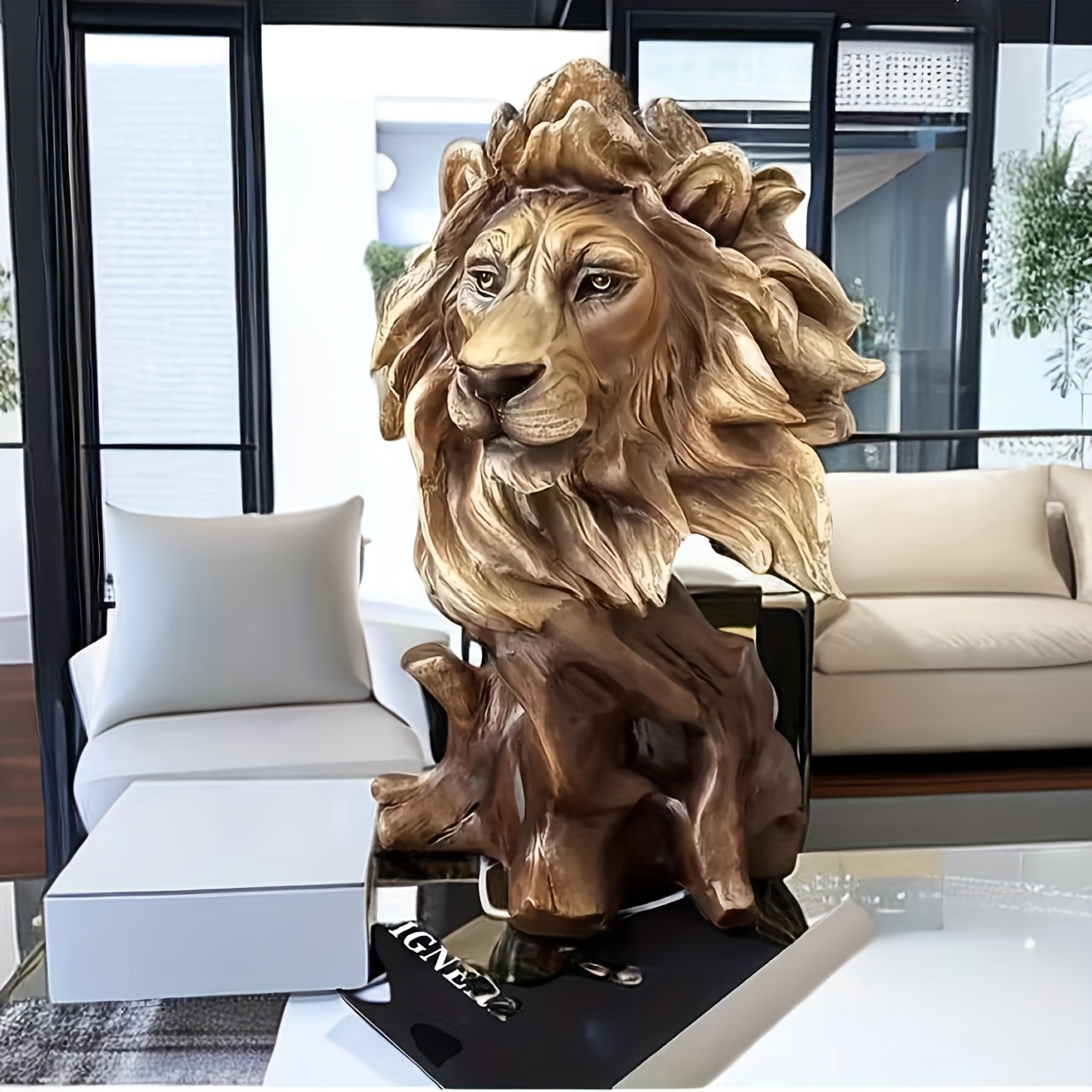 

1pc, Creative Resin Statue Lion Head Decorative Artwork Suitable For Decorating Hotel Living Rooms Offices Tabletops