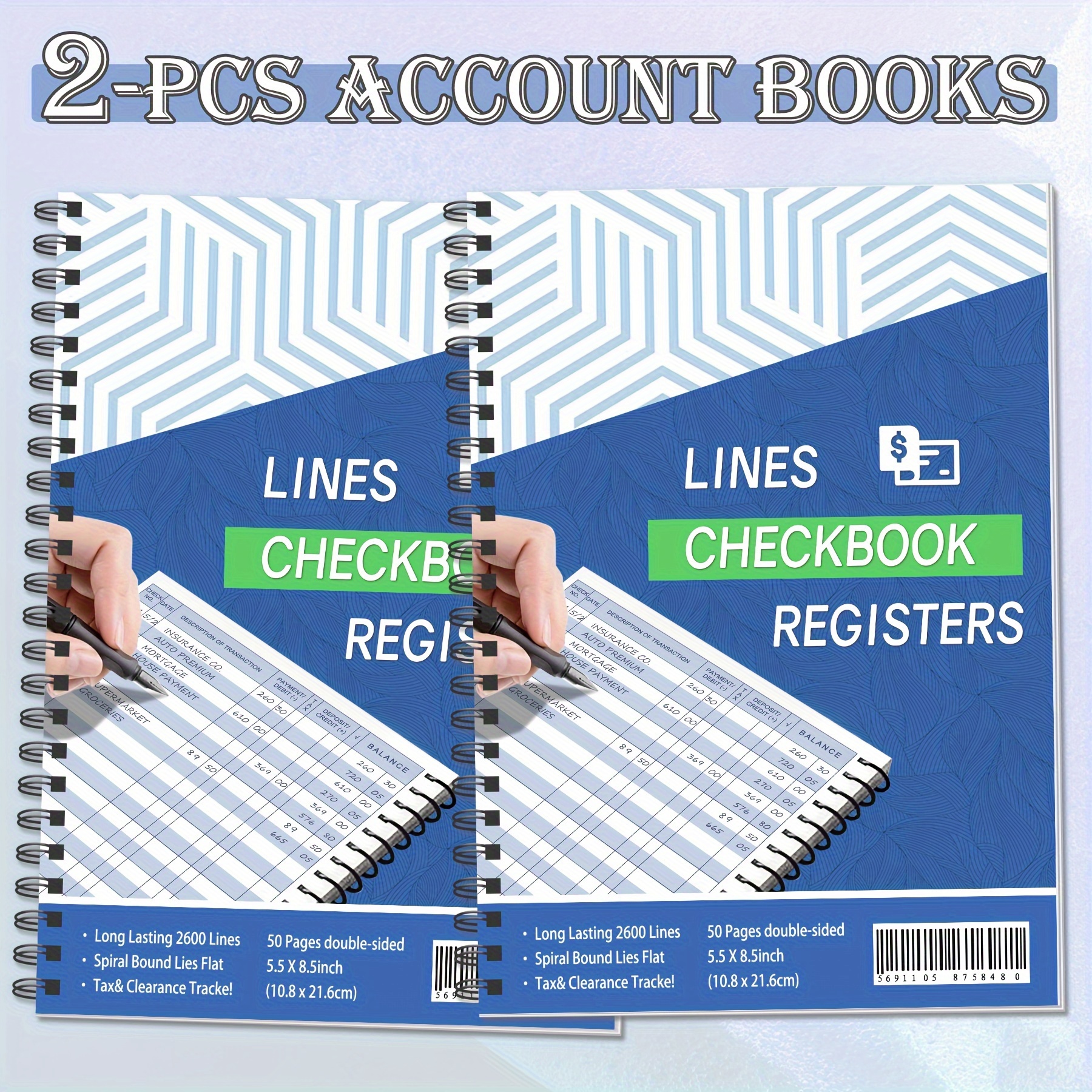 

2pcs Hardcover Account Books, 100pages New Upgraded Thick Paper, 5.5*8.5 Inches, Accounting Logs For Business And Personal Use, Tracking Accounts, Deposits, Expenses And Balances