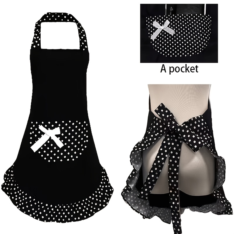 TEMU Tablier de cuisine et réglable pour femme, avec poches, tablier de travail pour barbecue et restaurant