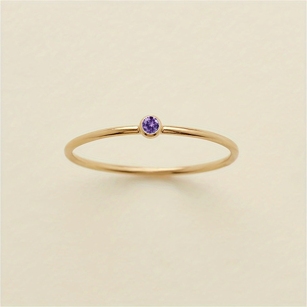 Stainless Steel Rhinestone Small Ring with Cubic Zirconia