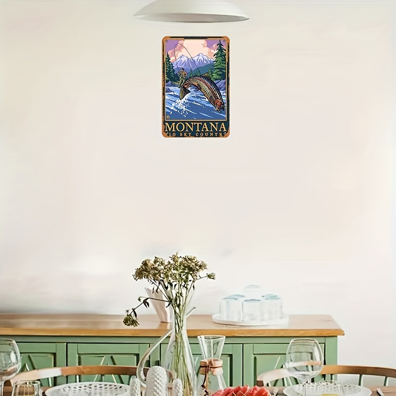 Vintage Montana Fly Fishing, Decorative Metal Wall Signs – Montana