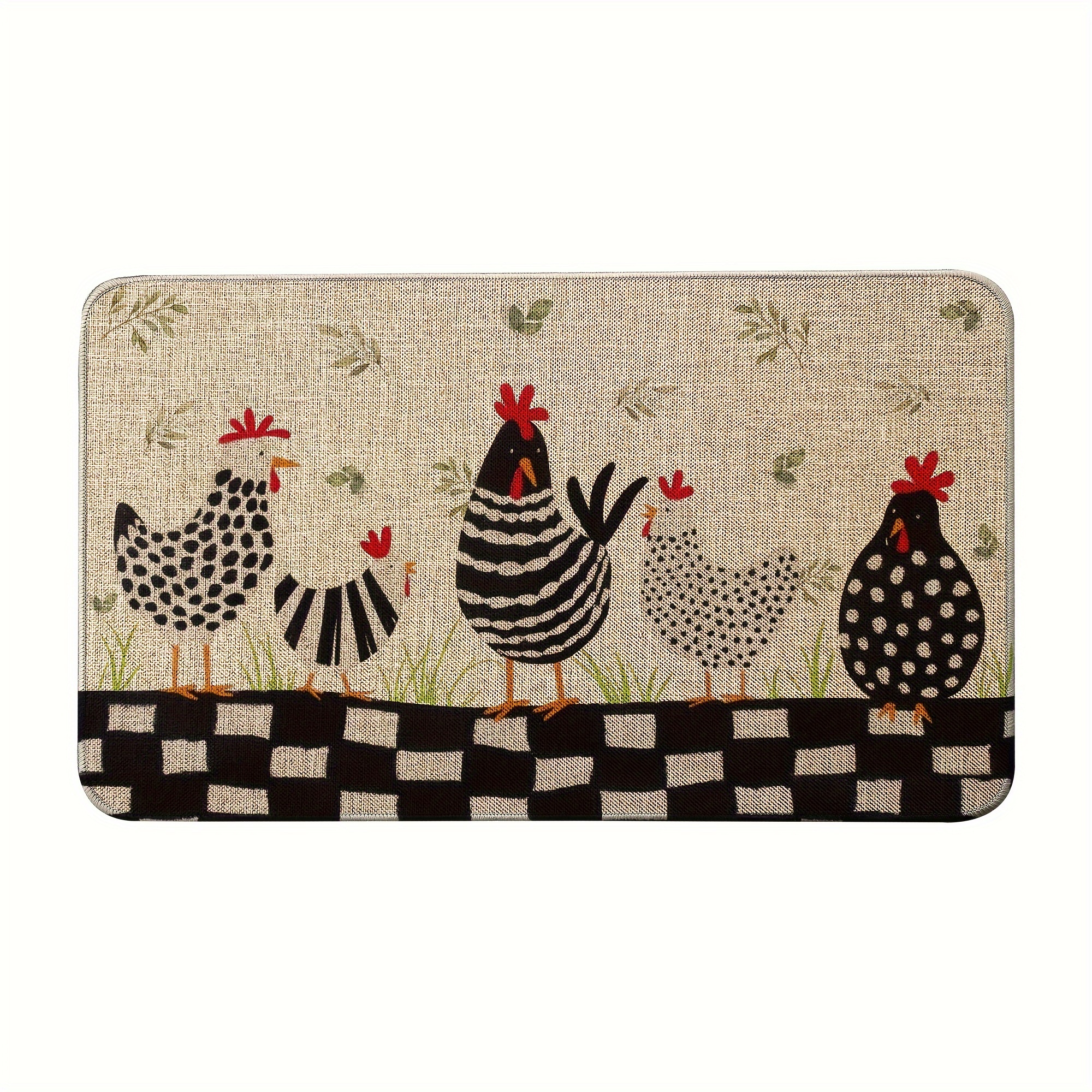 

Rooster Kitchen Doormat 17x29 Inch, Non-slip Rubber Backed Mat, Farmhouse Decor Polyester Rug, Easy To Clean, Hand Wash Only