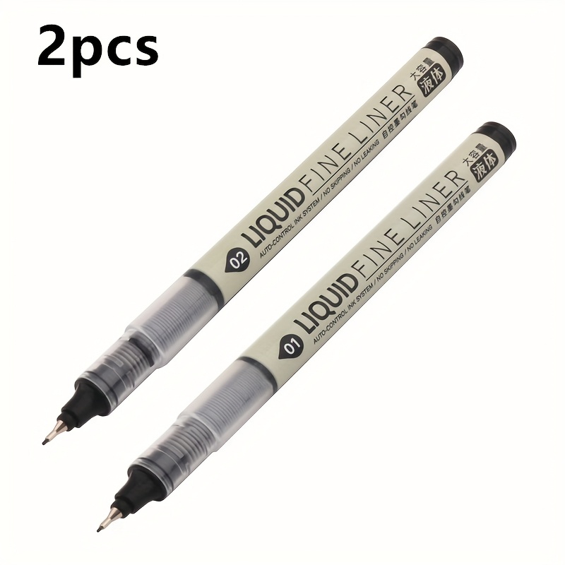 TEMU 2pcs Of High-quality Fine Tip Liquid Ink Pens For Drawing Black Outlines, Sketch Liquid Ink Pens, And Comic Art Outlining Liquid Ink Pens