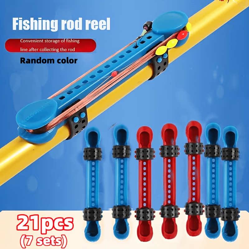 TEMU Set da 21 pezzi (inclusi 7 avvolgi-lenza + 14 cinghie di fissaggio). Avvolgi-lenza per canne da pesca, facile per estrarre e riporre la canna,