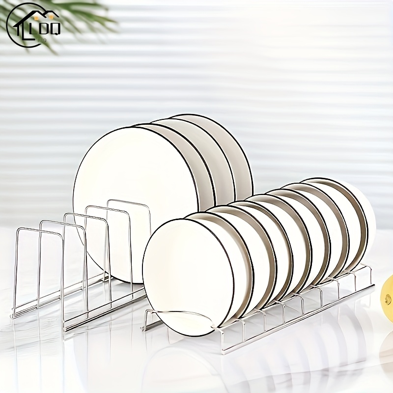 

2pcs Ldq Stainless Steel Dish Rack - Weatherproof, Freestanding Bowl And Plate Organizer With Embedded Shelves For Kitchen Counter Storage,