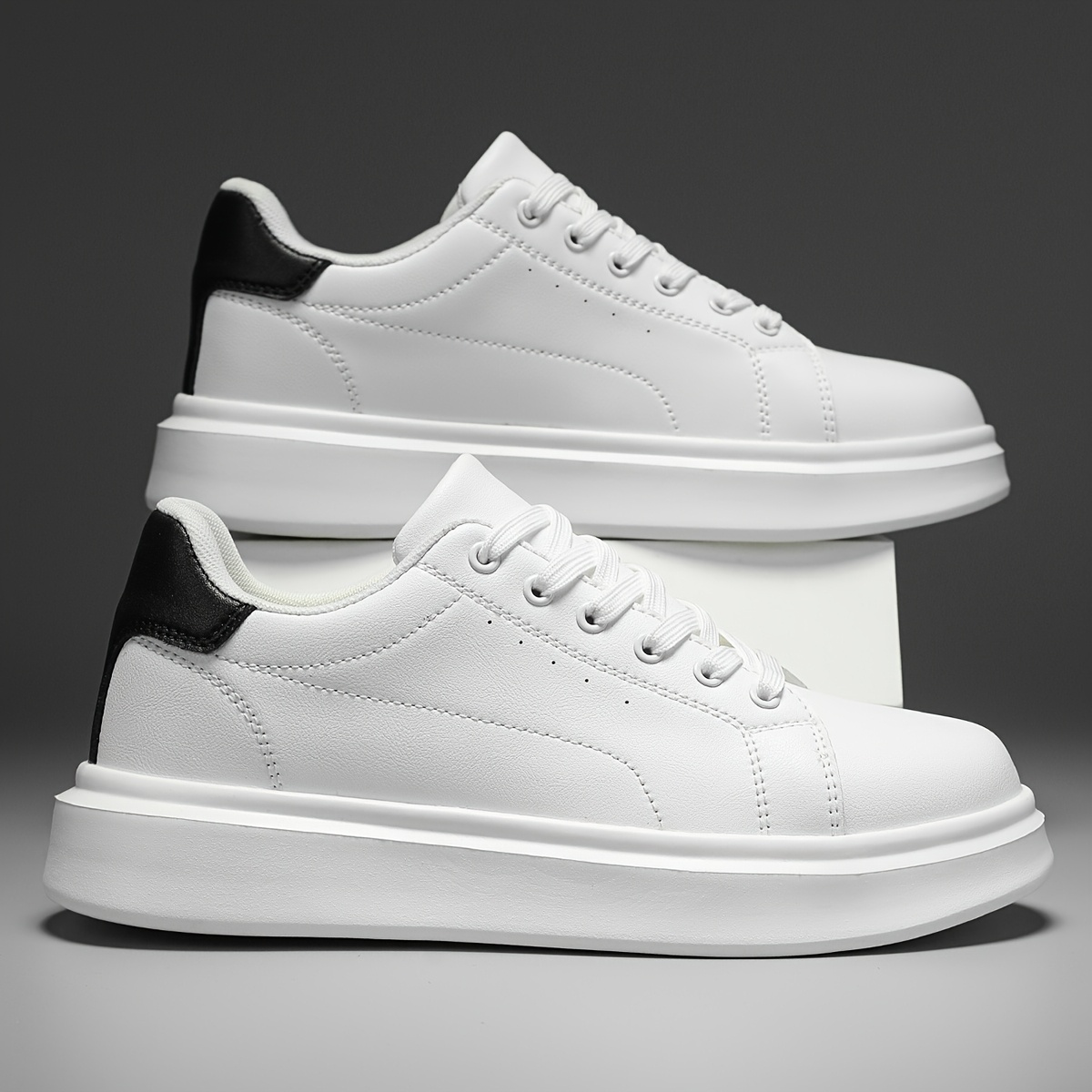 Image of Sneakers, Men's Fashionable And Casual Low-top Shoes, Comfortable Lace-up Flat-soled Shoes, Outdoor Hiking Sports Shoes, Versatile And Trendy Solid- Shoes.