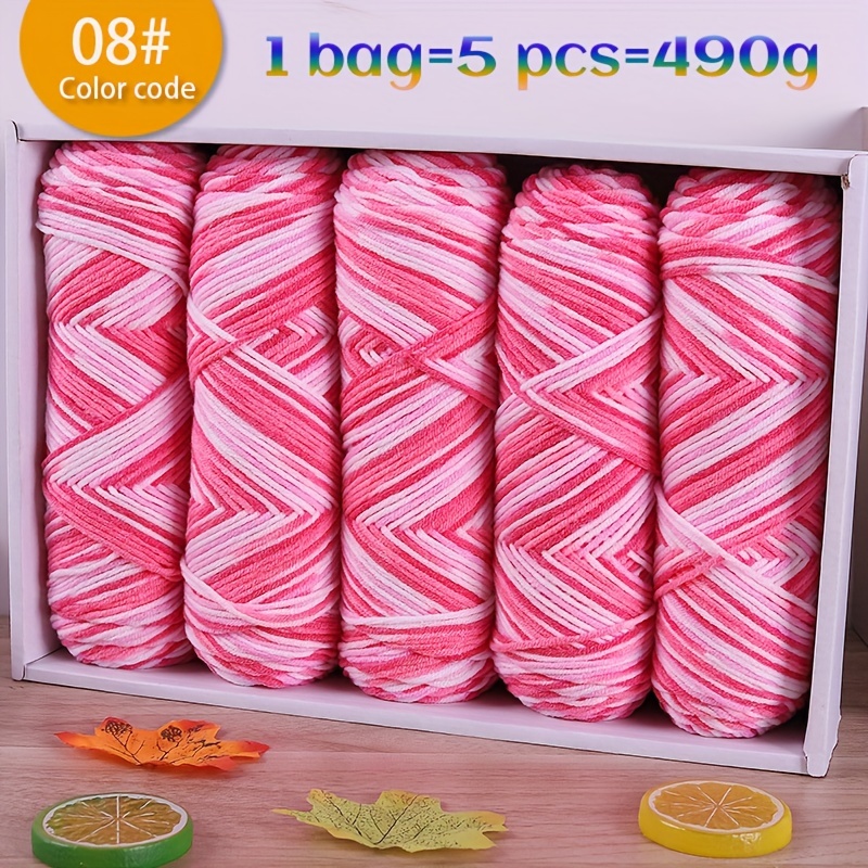 TEMU 490g Multicolor Gradient Ombre Yarn For Hand Knitting, 5-ply Yarn Ball For Autumn/ Sweaters, Scarves, Hats, Gloves, Gifts, And Crafts, 5 Skeins