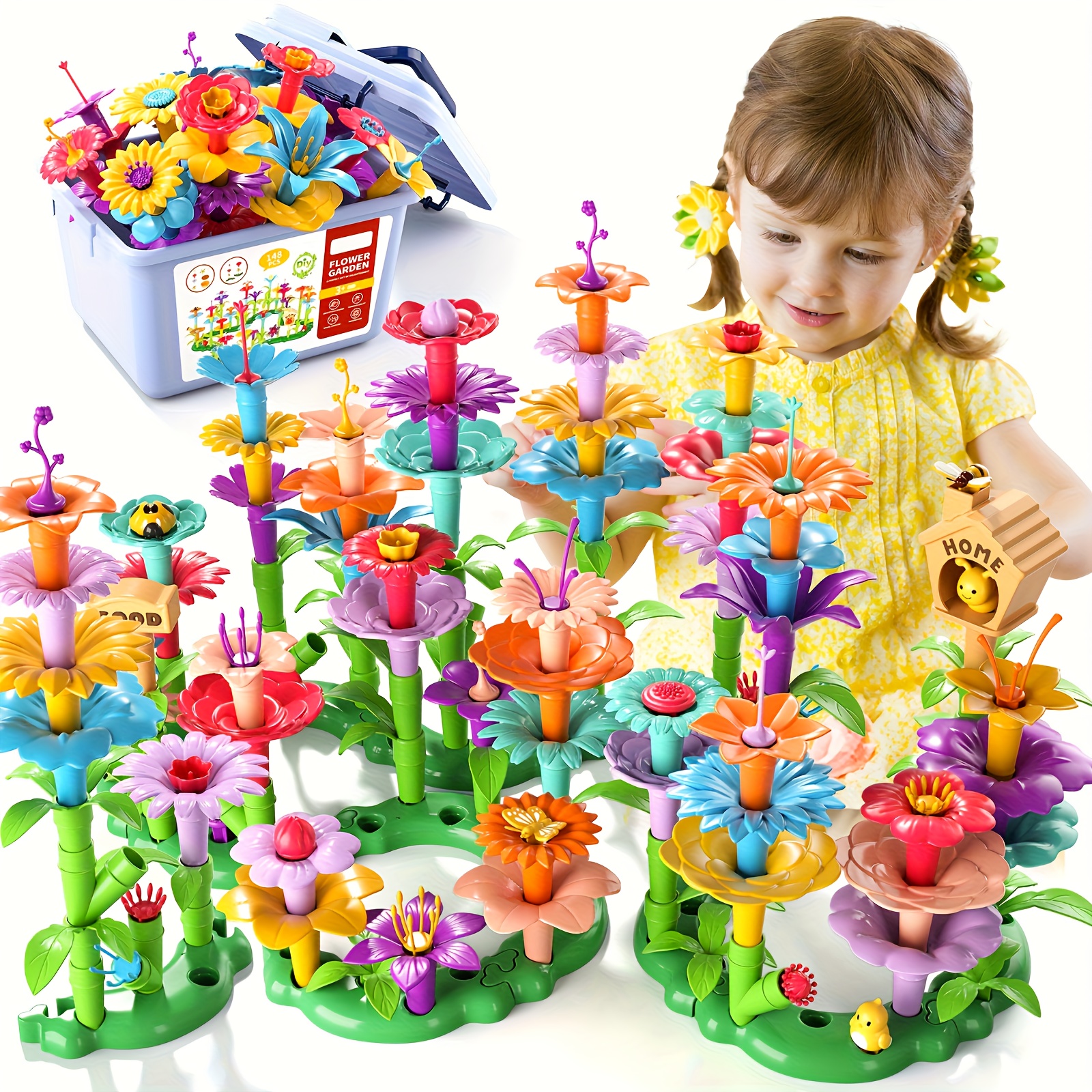 Flower Garden Building Blocks for Girls, DIY Educational Activity
