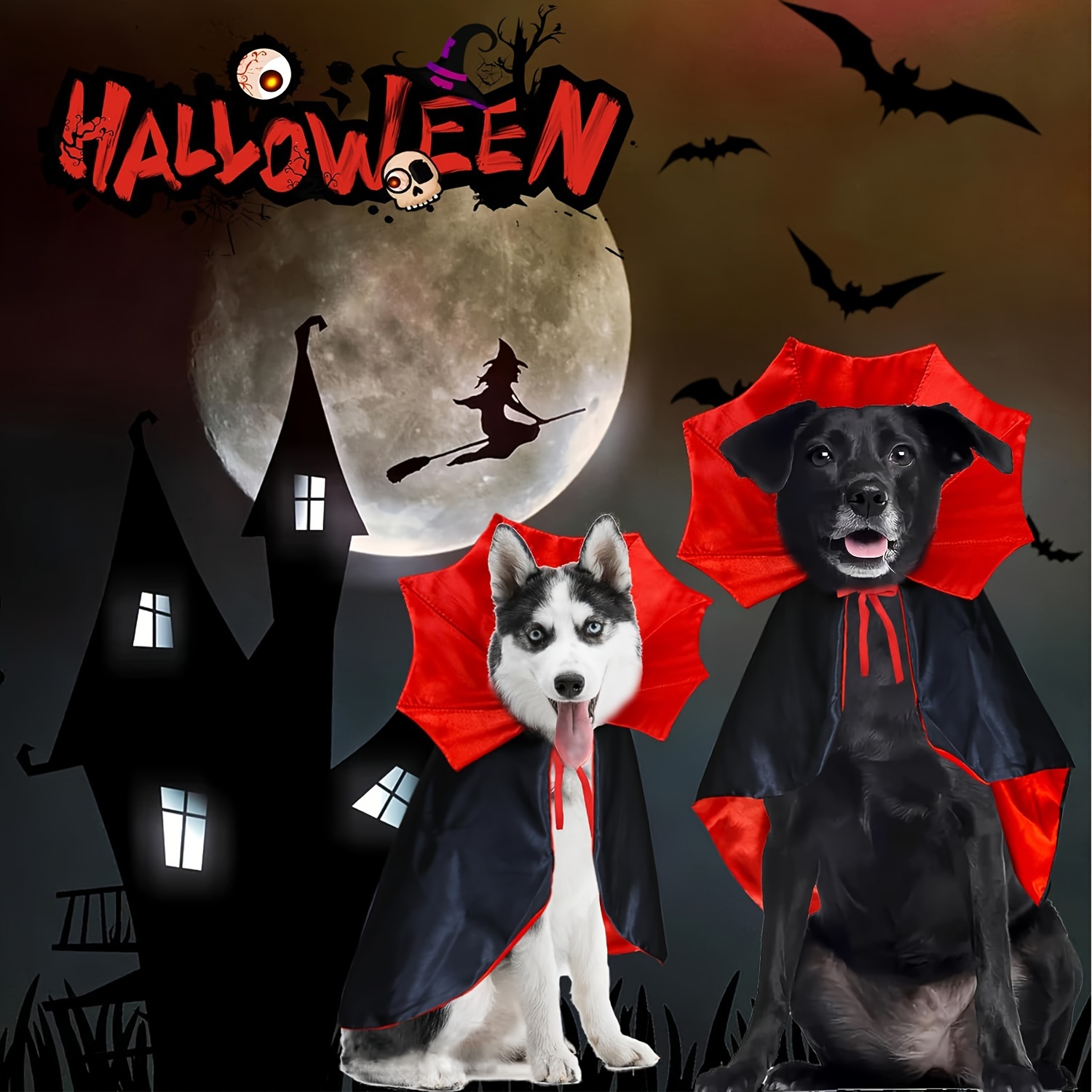 Halloween Gespenster Hundekostüm - Weiches Hunde-Outfit 75x120cm Für Partys