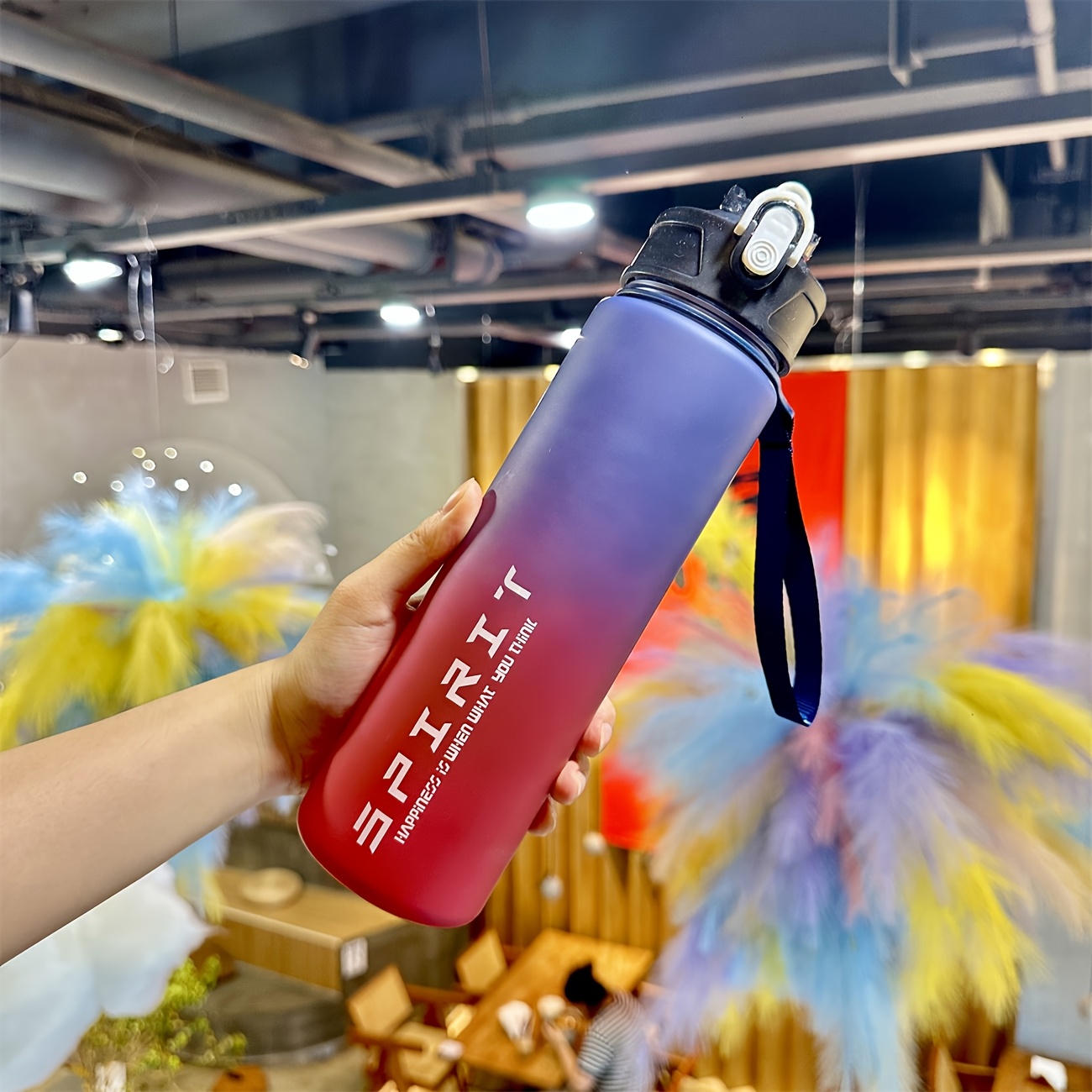 750ml Sports Student Water Bottle Straw Cup 1pc Bouncing Men Women Portable Plastic Cup Sports Outdoor Cup Sports Water Cup