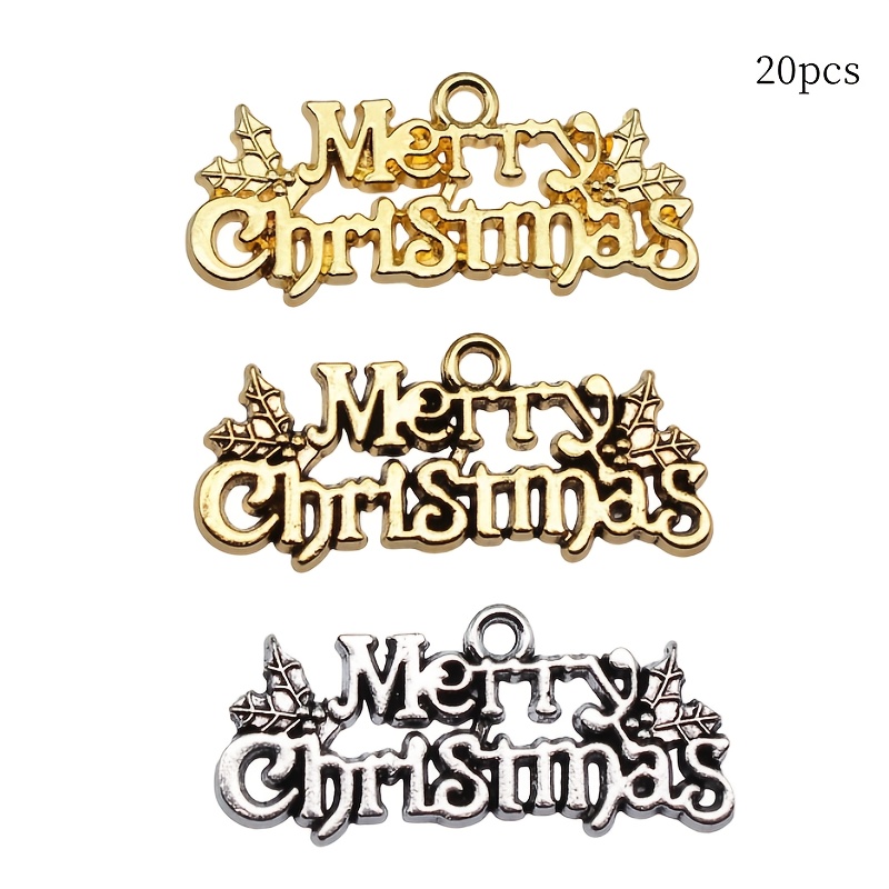 Image of 20pcs Of Merry Christmas Pendants For Handmade Necklaces, Bracelets, Earrings, And Keychain Additions