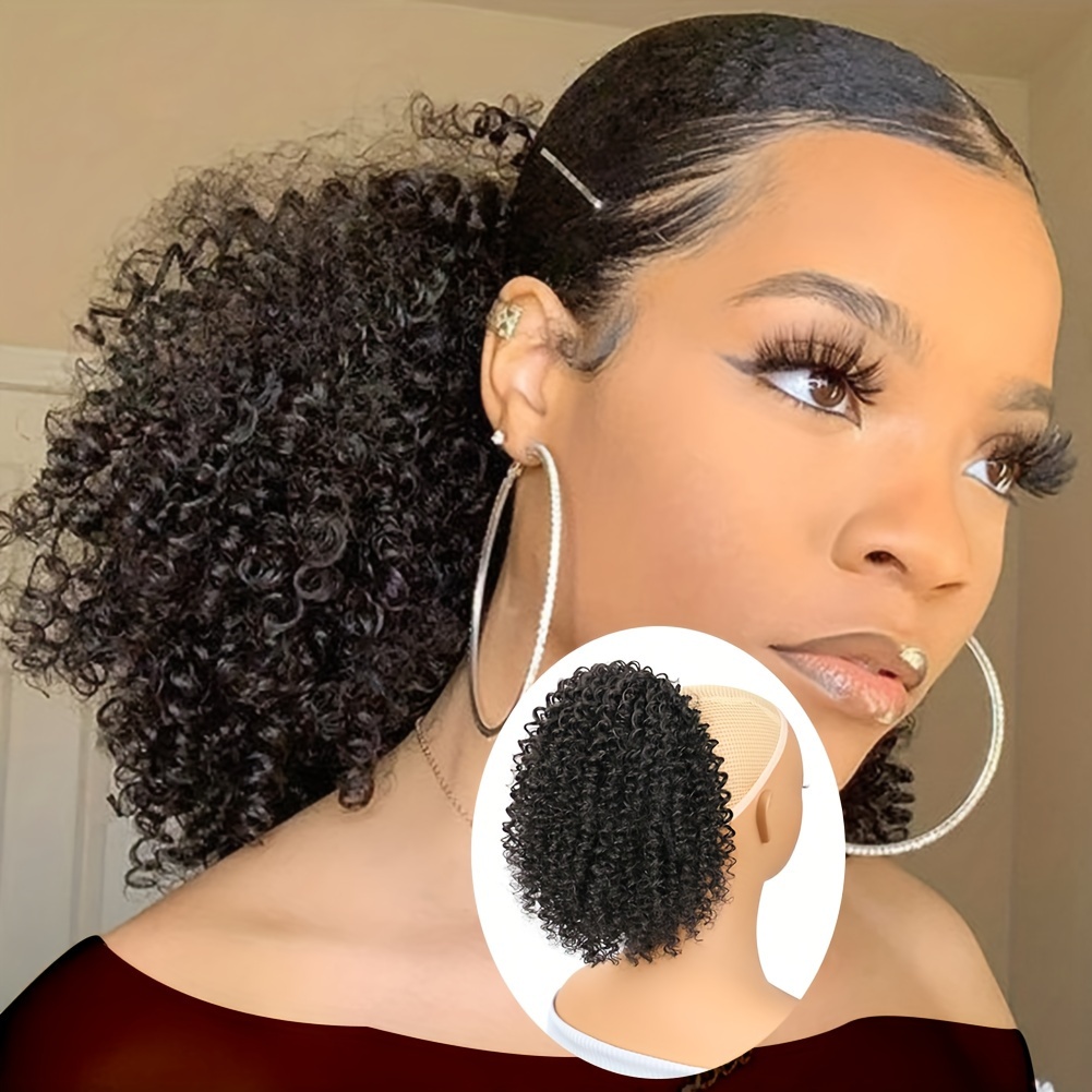   10 short afro   drawstring ponytail   synthetic clip in hair extension high temperature fiber   for all women ponytail hair extensions details 1