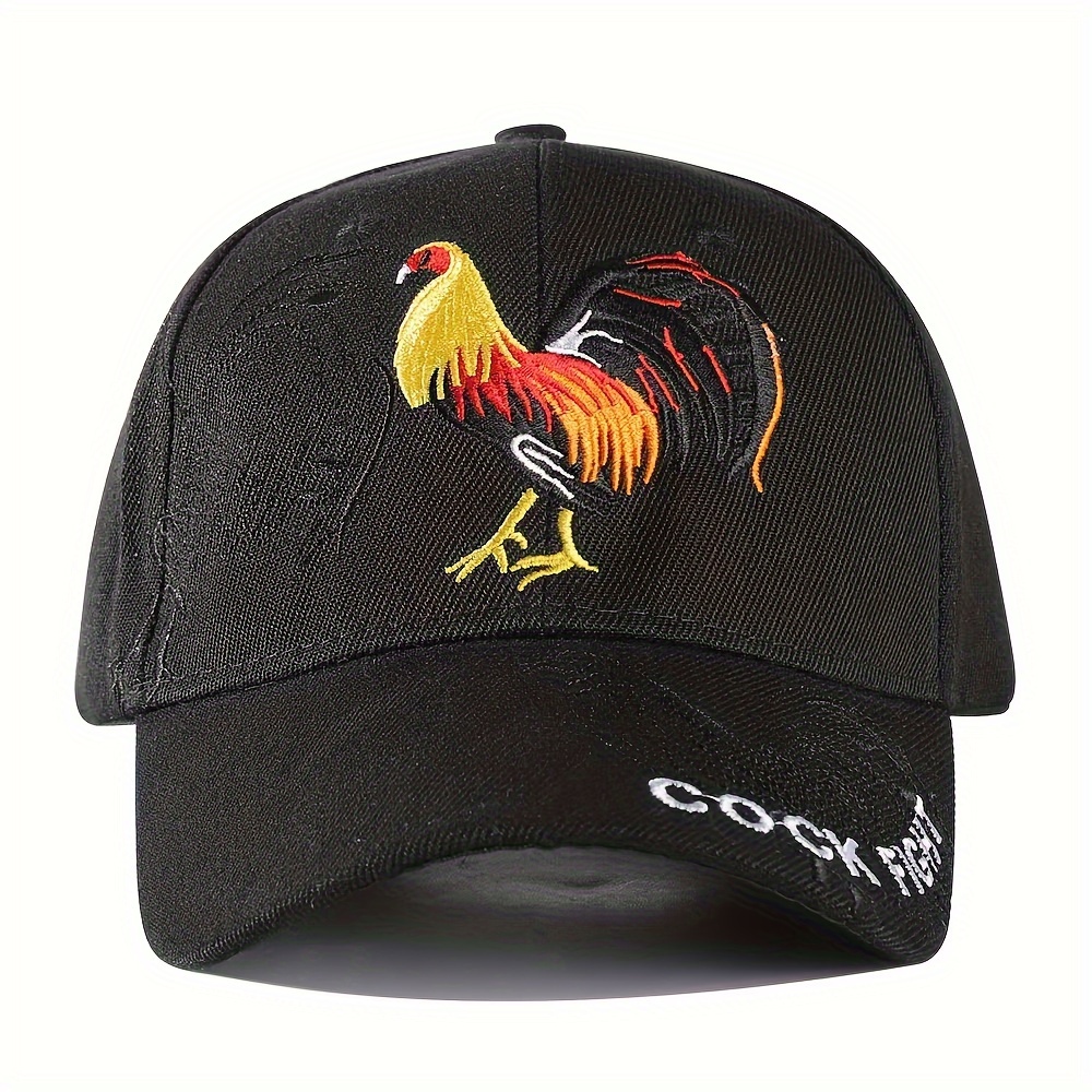 

Stylish 3d Embroidered Rooster Baseball Cap - Cool & Trendy, Breathable Mesh Back, Adjustable Snapback For Outdoor Sports, Sun Protection, Hand-washable